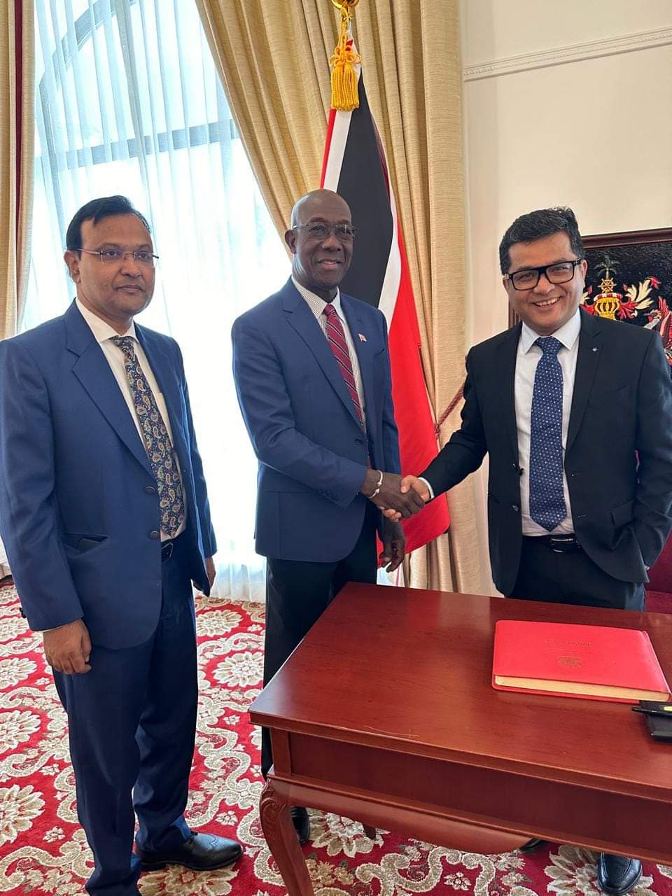 Minister of State for External Affairs Shri Pabitra Margherita called on Dr. The Honourable Keith Rowley, Prime Minister of the Republic of Trinidad and Tobago at his official residence today.  